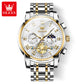 Automatische Herrenuhr Automatikaufzug Blau Edelstahl Tourbillon Mechanisch Leuchtend Wasserdicht Kalender Chronograph Business Luxus Mode