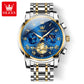 Automatische Herrenuhr Automatikaufzug Blau Edelstahl Tourbillon Mechanisch Leuchtend Wasserdicht Kalender Chronograph Business Luxus Mode