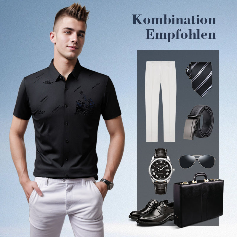 🔥Heute 50% Rabatt🔥Business-Hemd mit kurzen Ärmeln und Knopfleiste für Herren