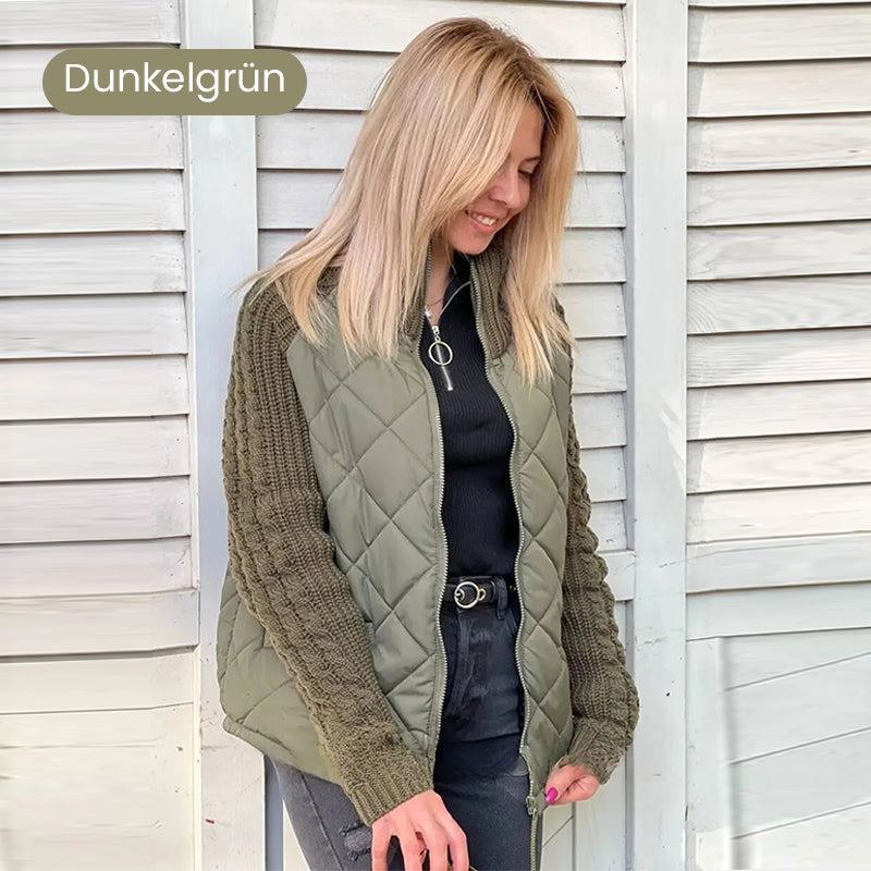 💥Top-Seller-Ausverkauf 2025: 40 % Rabatt🔥Gestrickte Patchwork-Pufferjacke für Damen