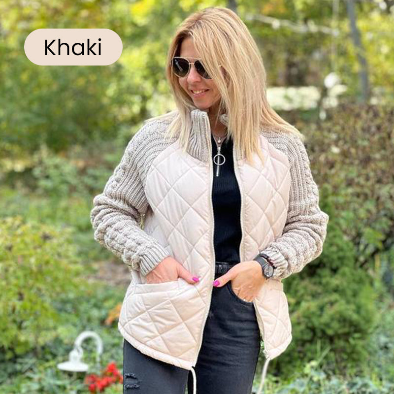 💥Top-Seller-Ausverkauf 2025: 40 % Rabatt🔥Gestrickte Patchwork-Pufferjacke für Damen