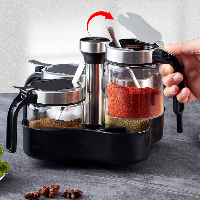 Gewürz-Organizer-Set aus Glas mit drehbarem Ständer