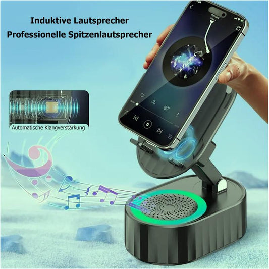 5-in-1 Handyhalterung mit kabellosem induktivem Audio-Bluetooth-Lautsprecher