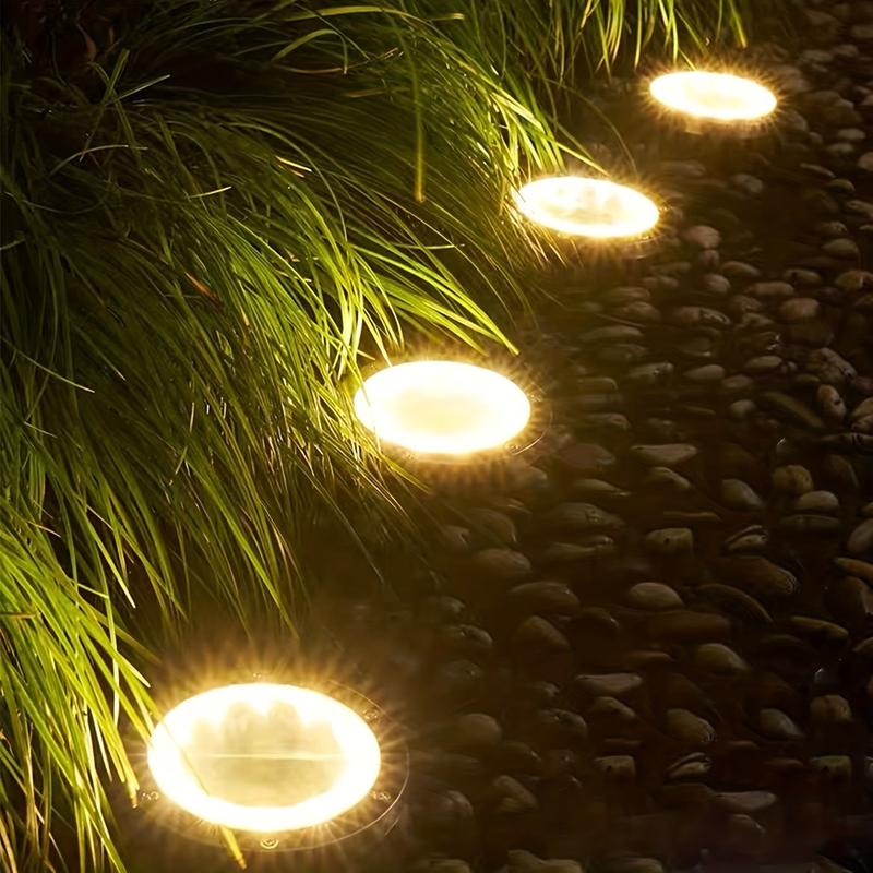 Solar-Bodenleuchte aus Edelstahl mit 8 LED-Lampen