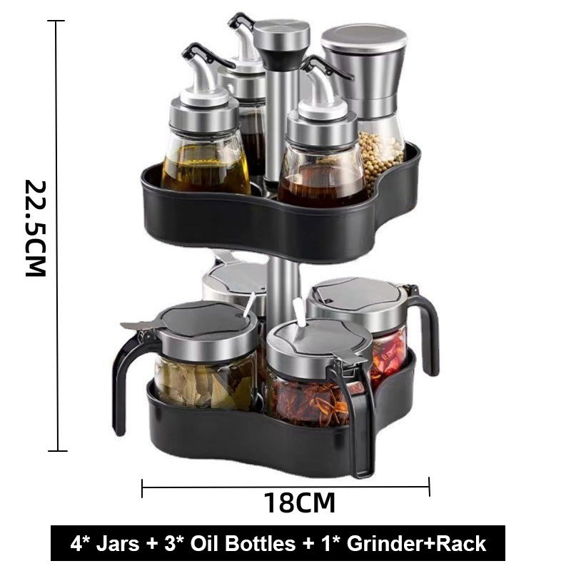 Gewürz-Organizer-Set aus Glas mit drehbarem Ständer