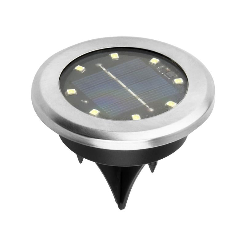 Solar-Bodenleuchte aus Edelstahl mit 8 LED-Lampen