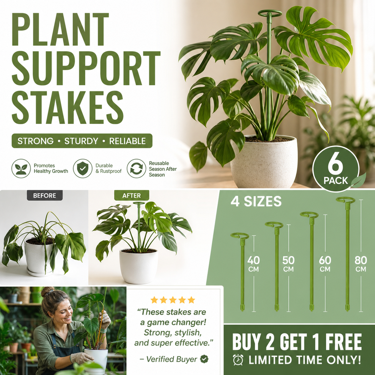 Halbrunde Pflanzenstütze gegen hängende Blüten – Für Hortensien, Rosen, Monstera, Zimmerpflanzen und Gartengemüse