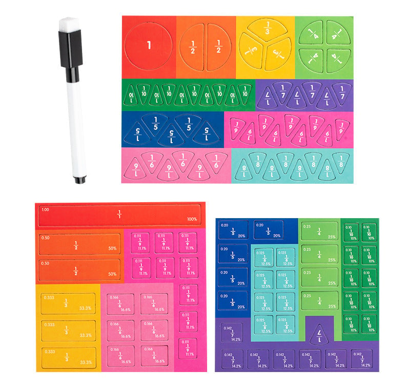 🧩 🎨Magnetisches Montessori-Bruchpuzzle aus Holz für Kinder