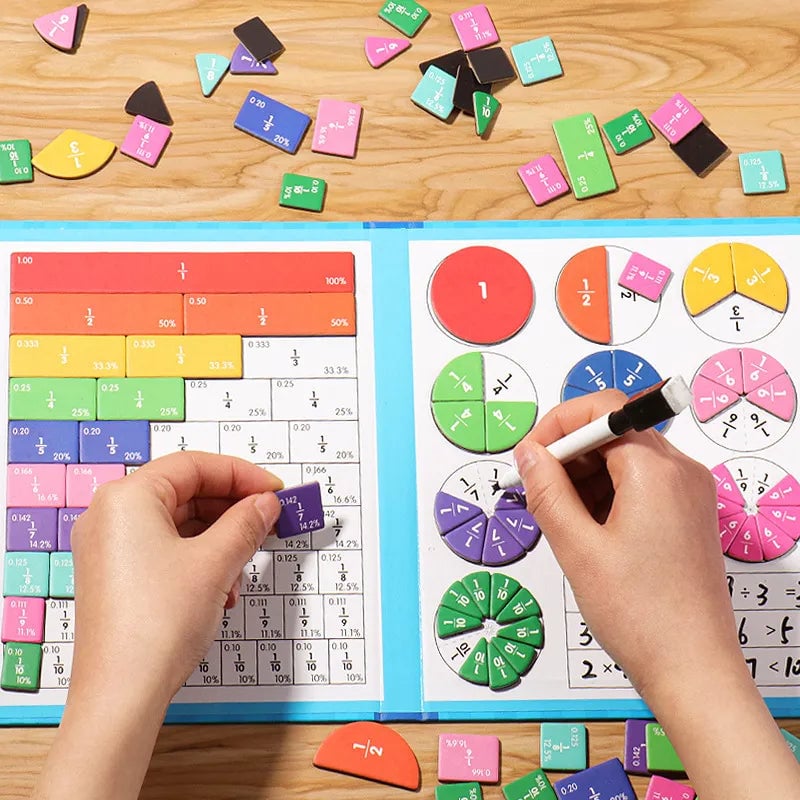 🧩 🎨Magnetisches Montessori-Bruchpuzzle aus Holz für Kinder