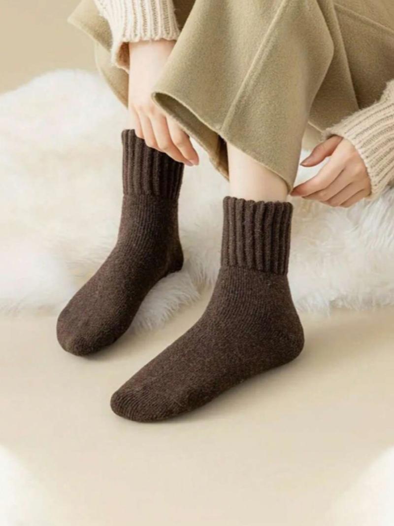 Nyzfexk Damen-Socken, halbhohe, solide, weiche, bequeme, warme Socken für Herbst und Winter