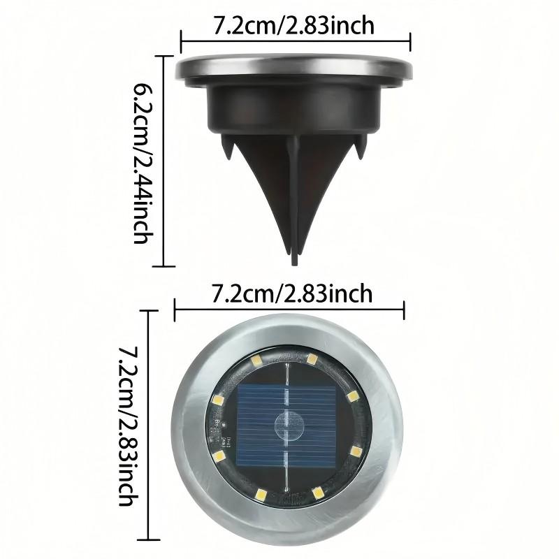 Solar-Bodenleuchte aus Edelstahl mit 8 LED-Lampen