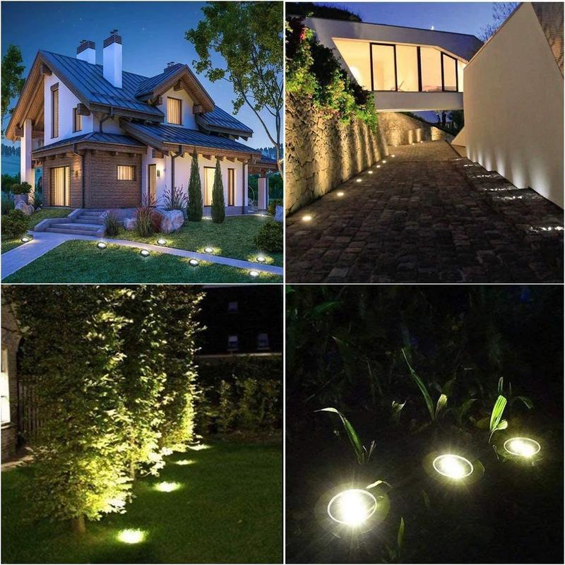 Solar-Bodenleuchte aus Edelstahl mit 8 LED-Lampen