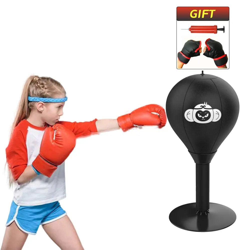Desktop-Box-Speedball-Set mit Saugnäpfen, Hochleistungs-Trainingsboxsack, Stressabbau für Kinder und Erwachsene