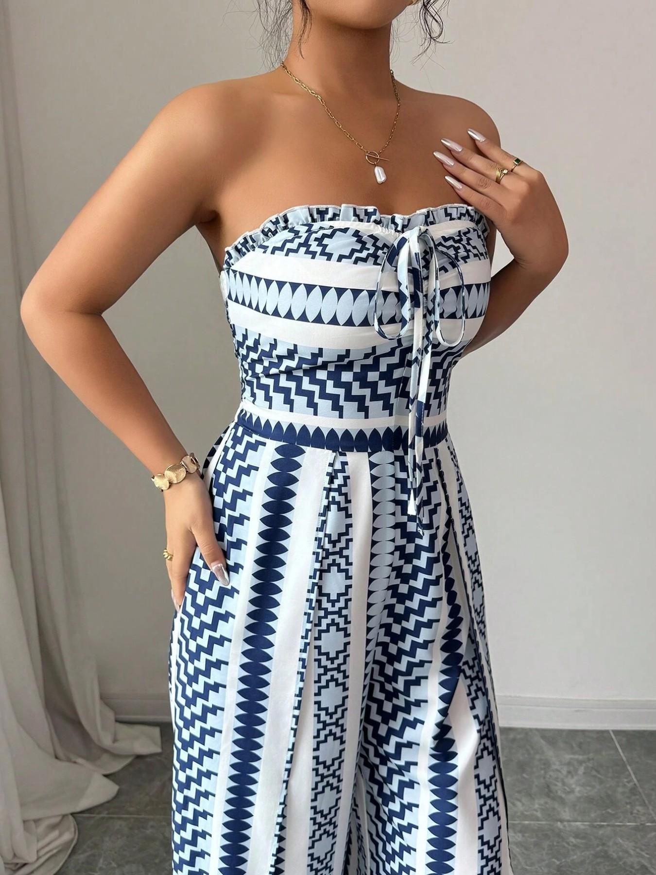 Damen Jumpsuit Schulterfrei Floral im Boho-Stil – Eleganter Sommer-Overall mit Bardot-Ausschnitt – 50% Rabatt