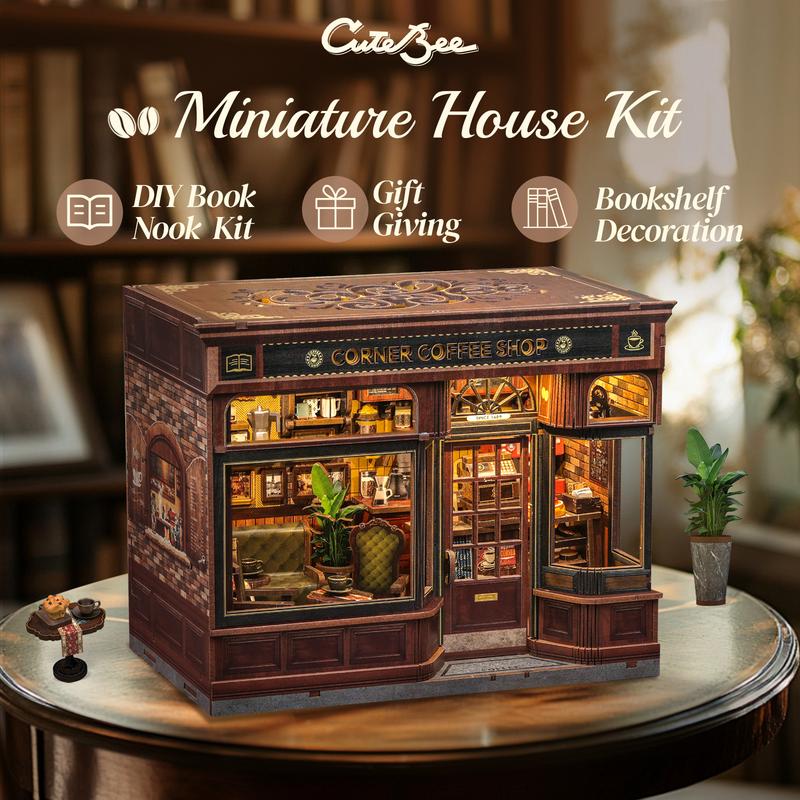 DIY-Buch-Kit, Miniatur-Puppenhaus mit LED-Licht, Staubschutzhülle