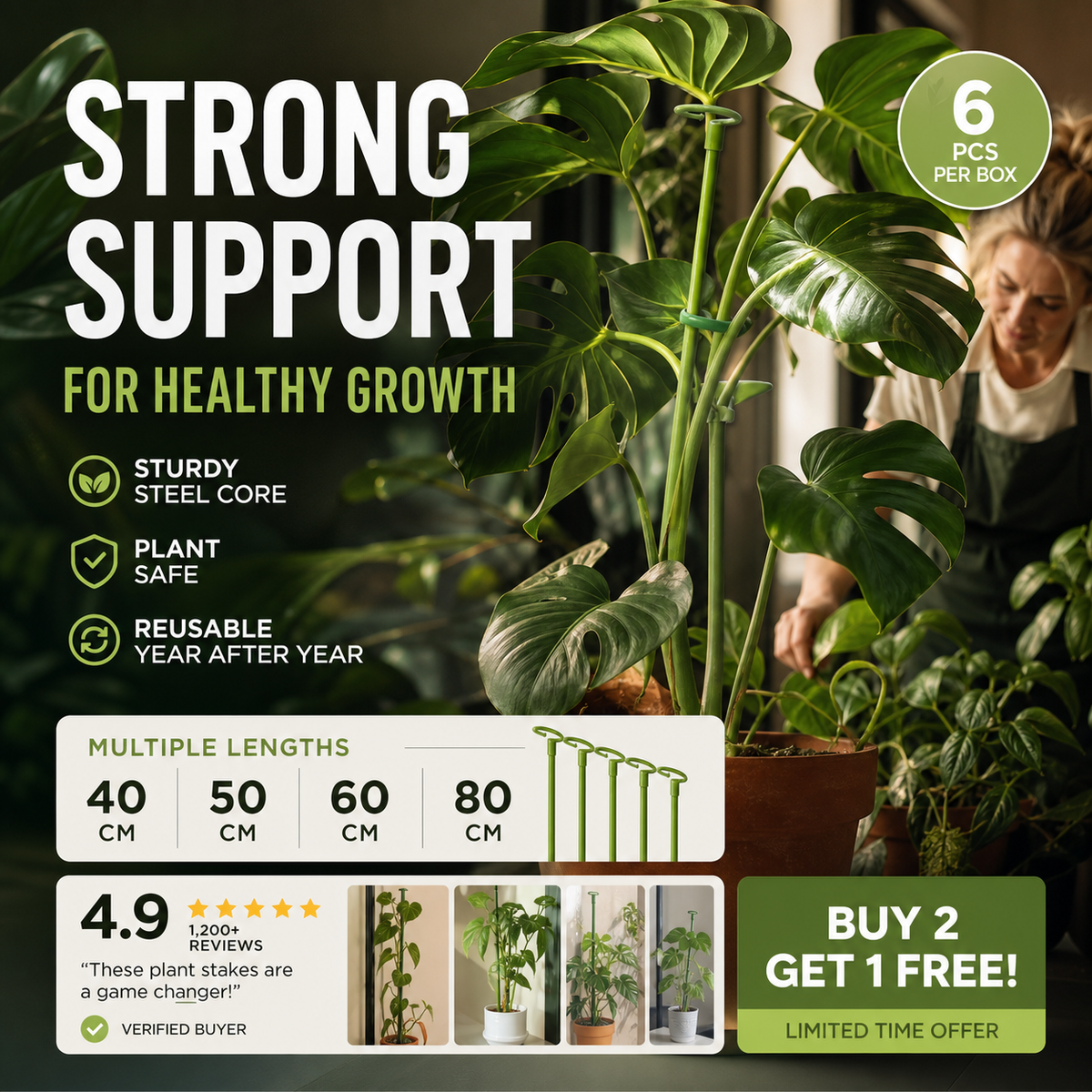 Halbrunde Pflanzenstütze gegen hängende Blüten – Für Hortensien, Rosen, Monstera, Zimmerpflanzen und Gartengemüse