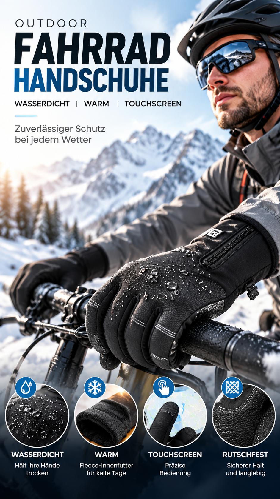 Warme, wasserdichte Outdoor-Handschuhe mit Touchscreen für Herren-Gcom