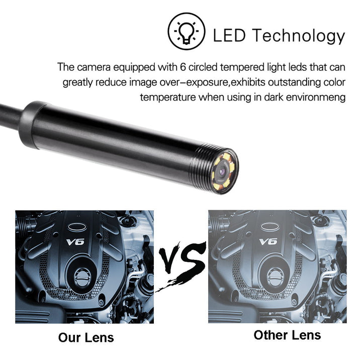 1920P HD Endoskop-Kamera mit 8 einstellbaren LED-Leuchten, 3.5m halbstarre Schlangenkamera, IP67 wasserdicht, Inspektionskamera für iOS und Android