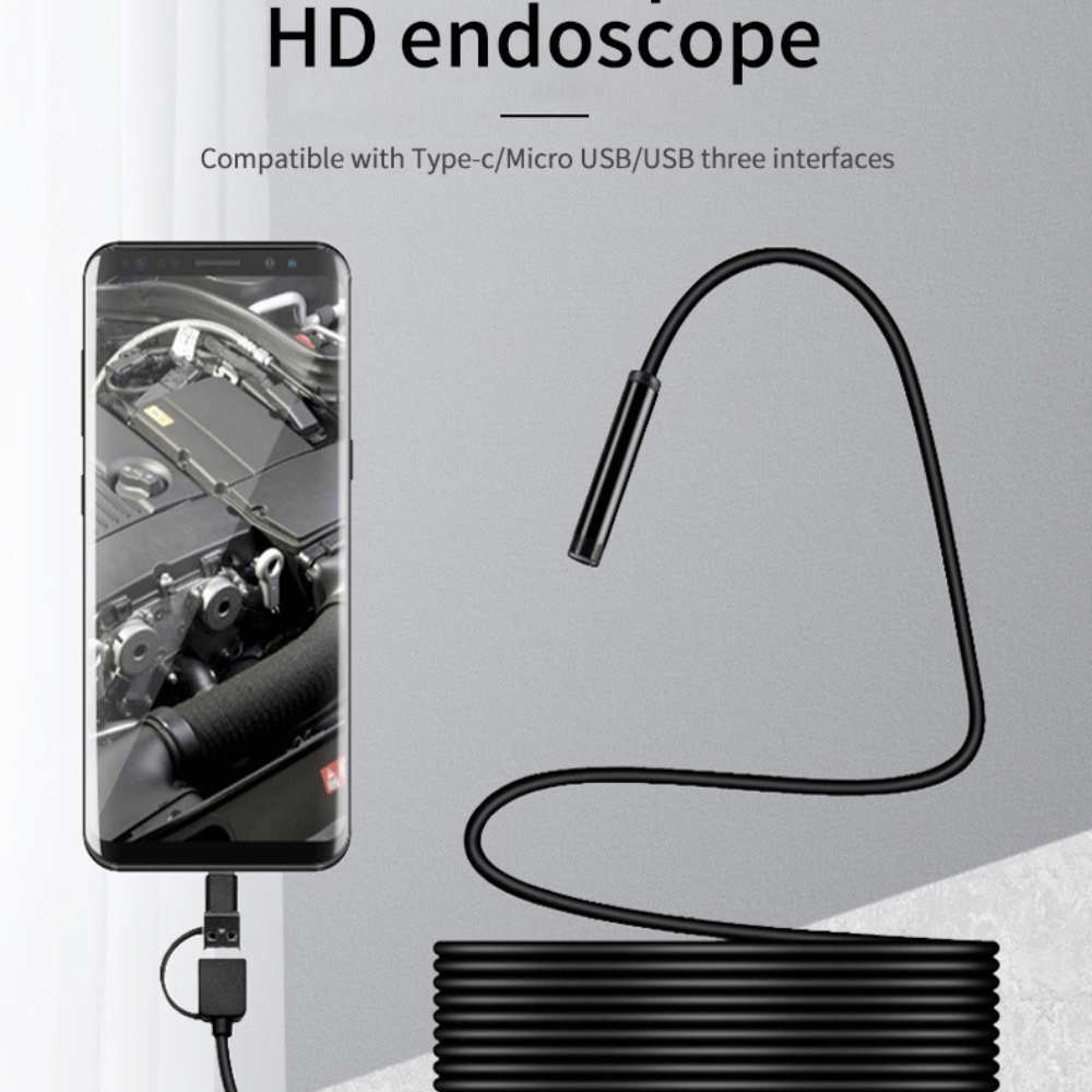 1920P HD Endoskop-Kamera mit 8 einstellbaren LED-Leuchten, 3.5m halbstarre Schlangenkamera, IP67 wasserdicht, Inspektionskamera für iOS und Android