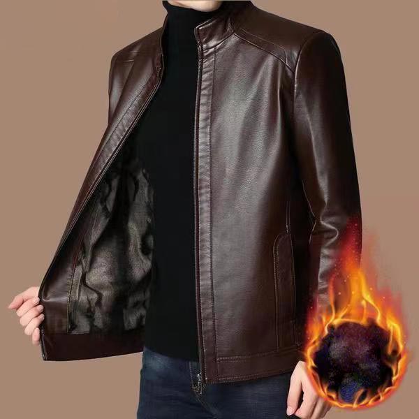 ⏳Zeitlich begrenzt 50 % Rabatt🍂Herrenjacke aus Leder mit warmem Plüschfutter