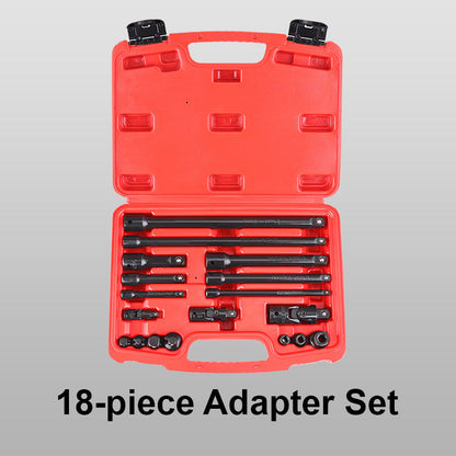 18-piece Adapter Set (Extension Bars/Universal Joints/Reducer Adapters/ Socket Adapters)