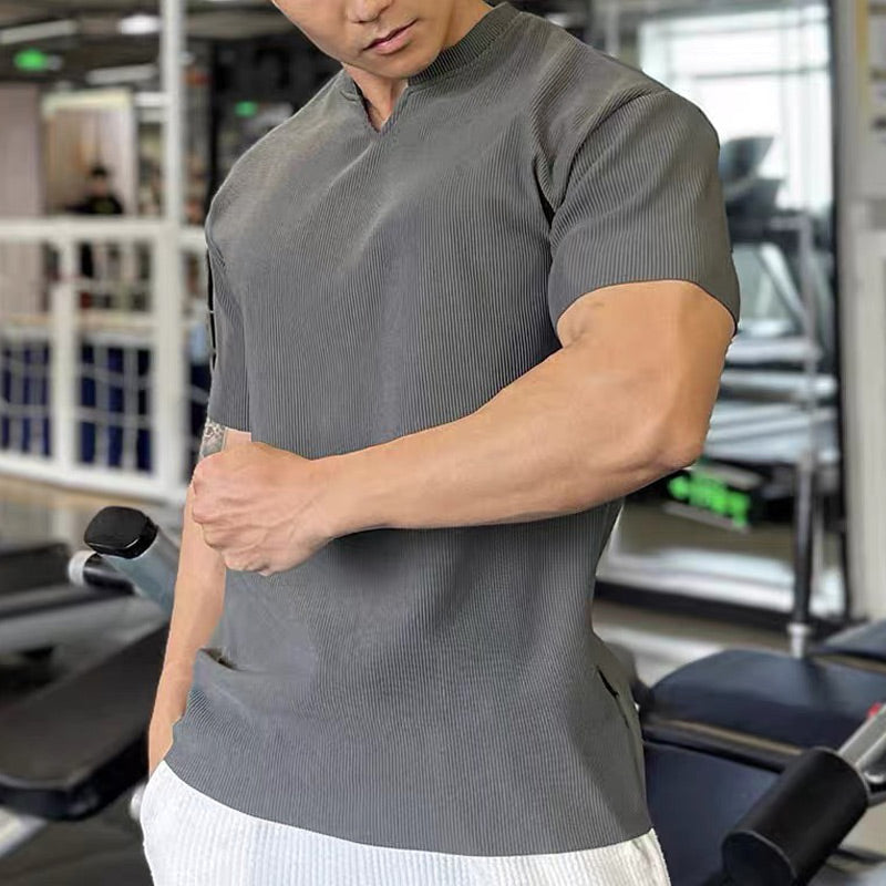 🔥 KAUF 2, BEKOMM 1 KOSTENLOS! 🏋️‍♂️👕 Männer V-Ausschnitt Kurzarm Muscle-Fitness-Shirt Perfekt sitzend, atemaktiv, zeigt deinen sportlichen Stil!