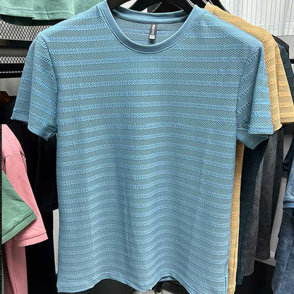 Camisetas deportivas de malla de secado rápido para hombre con cuello redondo