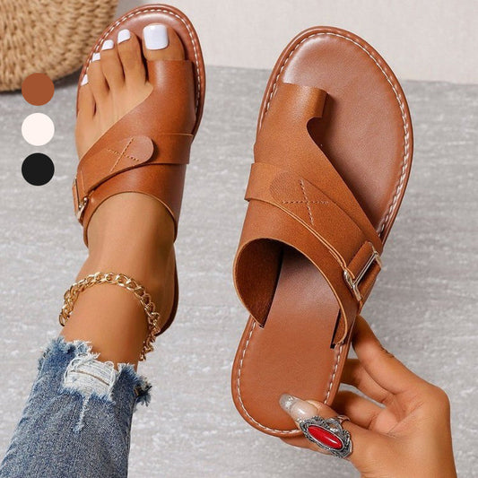 💕49% de descuento💕Sandalias planas ligeras de estilo casual con puntera abierta