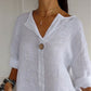 50% de descuento 💕Cómoda camiseta de lino-algodón para mujer con cuello en V