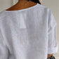 50% de descuento 💕Cómoda camiseta de lino-algodón para mujer con cuello en V