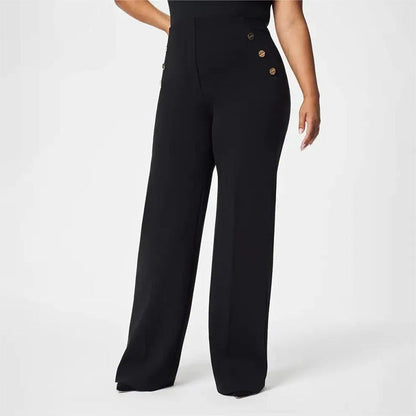 🔥Gran oferta🔥Pantalones de pierna ancha y cintura alta, elásticos, de talla grande, para mujer