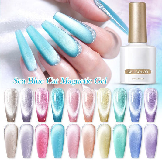 Esmalte de Uñas de Gel 18 Colores Aguamarina Brillante Ojos de Gato