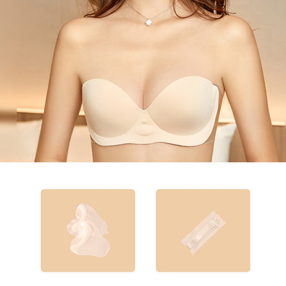 Women Invisible Strapless Bra with Inflatable Cup