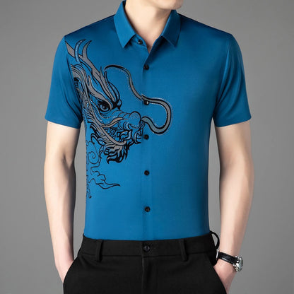 Camisa de Manga Corta Casual de Seda de Hielo para Hombres