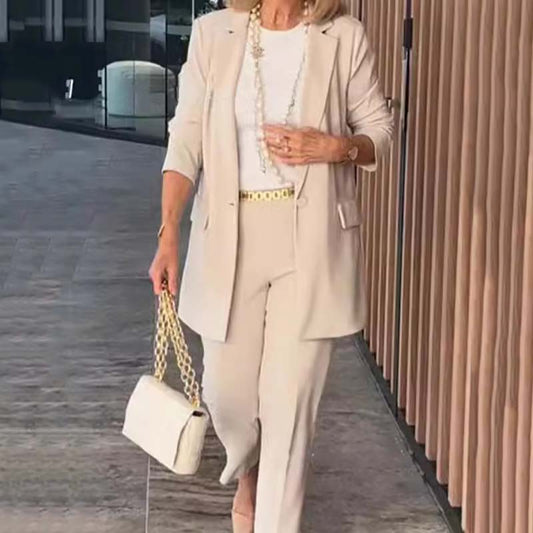 Elegante conjunto de traje de dos piezas para mujer - Blazer y pantalones