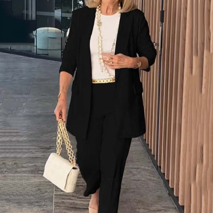 Elegante conjunto de traje de dos piezas para mujer - Blazer y pantalones