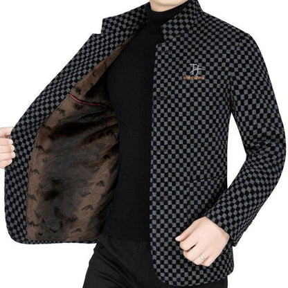 Chaqueta Cálida de Cuadros con Bolsillos de Moda para Hombre