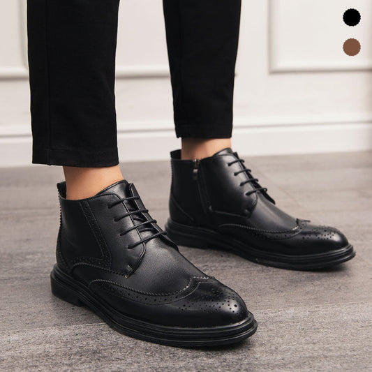 Botas brogue con punta de ala tallada y cordones para hombre