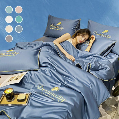 ✨Waschbare, kühlende 4-teilige Bettwäsche – Perfekt für heiße Nächte! 🌙❄️