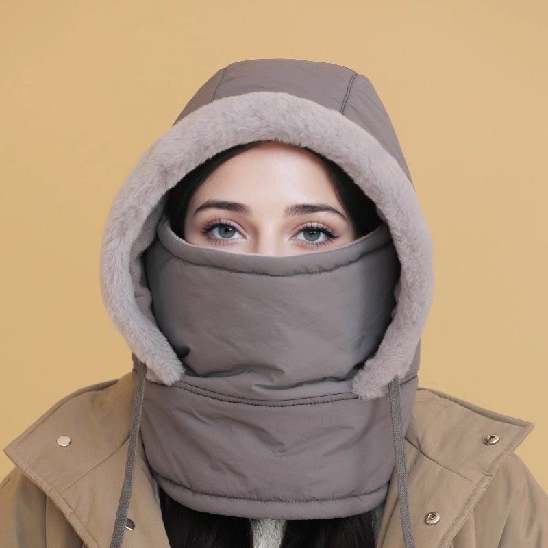 Verdickte Thermomütze mit Plüschfutter und Gesichtsmaske für Damen und Herren