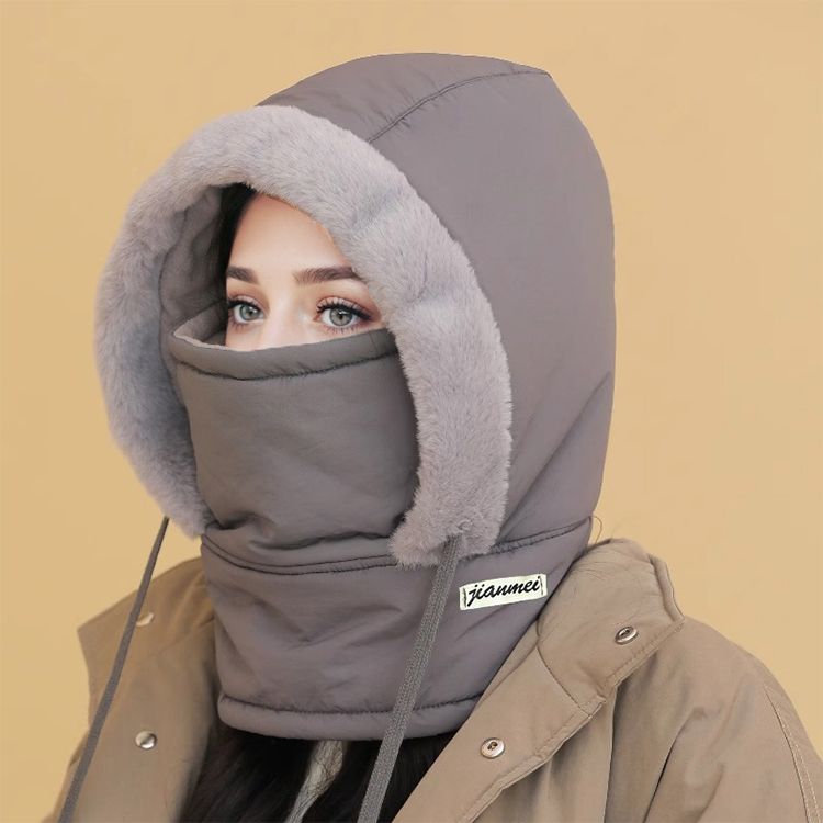 Verdickte Thermomütze mit Plüschfutter und Gesichtsmaske für Damen und Herren