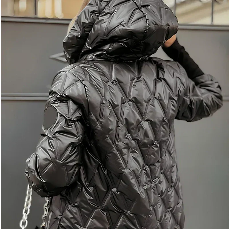 Patchwork-Baumwolljacke mit Kapuze für Herbst und Winter