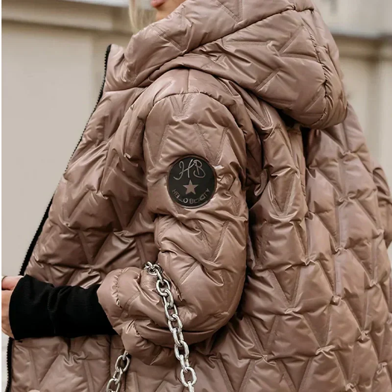 Patchwork-Baumwolljacke mit Kapuze für Herbst und Winter