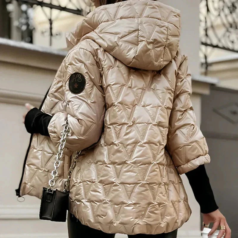 Patchwork-Baumwolljacke mit Kapuze für Herbst und Winter