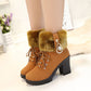 🍁Herbst-/Winter-Sonderangebot: 69 % Rabatt🍂Damen Stiefeletten mit Plüsch-Reißverschluss und dickem Absatz