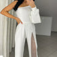 ✨👠Women's One Shoulder Glitter Mesh Flared🖤 Jumpsuit Fashion Party Essential, Sparkle and Shine, Capture Attention!