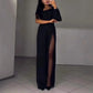 ✨👠Women's One Shoulder Glitter Mesh Flared🖤 Jumpsuit Fashion Party Essential, Sparkle and Shine, Capture Attention!