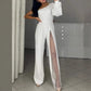 ✨👠Women's One Shoulder Glitter Mesh Flared🖤 Jumpsuit Fashion Party Essential, Sparkle and Shine, Capture Attention!