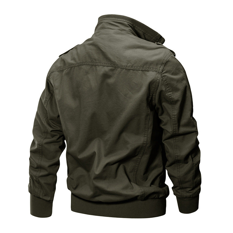 Herren Militärjacke mit Stehkragen und Reißverschluss