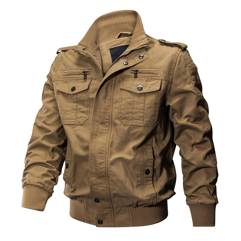Herren Militärjacke mit Stehkragen und Reißverschluss